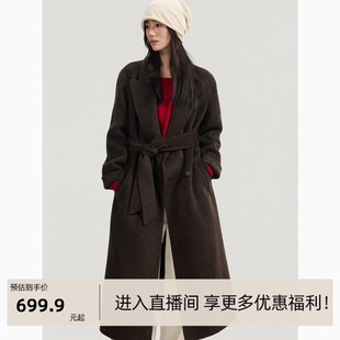 戗驳领25冬季全羊毛毛呢大衣女款气质双面呢子中长款外套