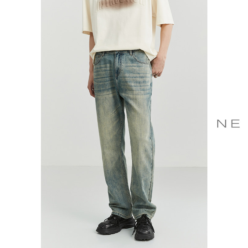 NE TENCEL ICE OXYGEN BAR THIN STRAIGHT-LEG MENS JEANS LOOSE AUTUMN KOREAN VERSION OF INS TREND WIDE-LEG PANTS