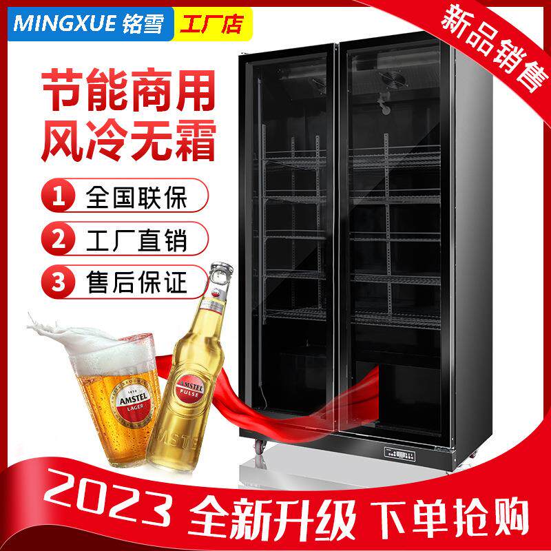 铭雪啤单酒柜门式饮料立柜双展门冰柜铜管冷藏柜示柜保鲜柜玻璃门