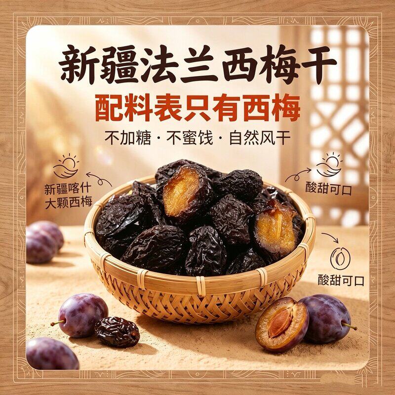 新疆西梅干超大颗粒原味自然风干健康无加工肉厚软糯酸甜杏干