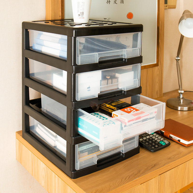 文件整理柜塑料收纳箱抽屉式收纳柜多层透明柜子带滑轮文件收纳柜