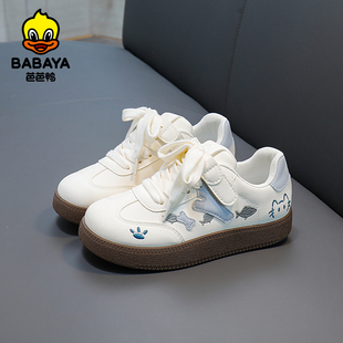 芭芭鸭儿童鞋子2026新款女童板鞋德训鞋女款轻便学生鞋休闲小白鞋