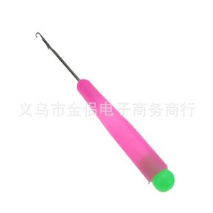 直销彩色塑料柄单头钩针 新款 手工编织工具塑料柄小钩头假发钩针