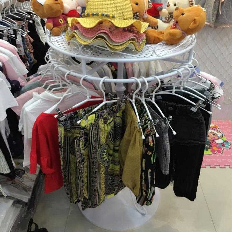 新款直销铁艺服装展示架货架落地中岛架旋转圆形挂衣架鞋包展示架
