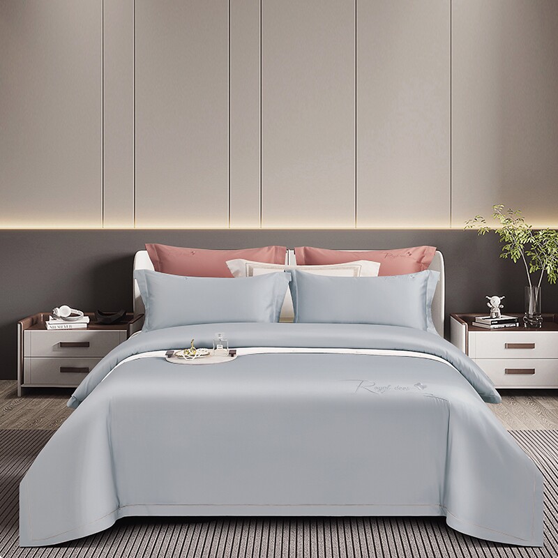 简单生活床上用品 精品长绒棉绣花床笠床单四件套 4753