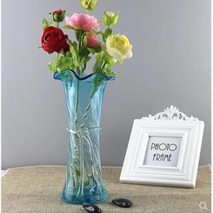 彩色玻璃花瓶富贵竹百合水培花器欧式清新家居饰品包邮简约餐桌