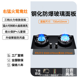 煤气灶 家用猛火灶台嵌两用鸳鸯双灶智能熄火保护灶具 燃气灶