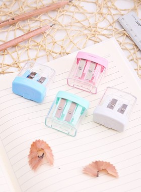 得力0576双孔型卷笔刀48个装手动卷笔刀迷你转笔刀学习用品铅笔刀