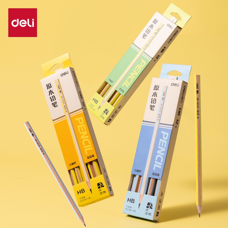 得力HC150-2B/HB六角杆原木铅笔