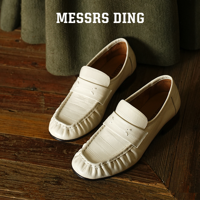 MESSRSDING老钱风真皮粗跟乐福鞋