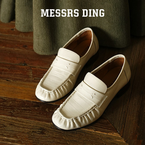 MESSRSDING老钱风真皮粗跟乐福鞋