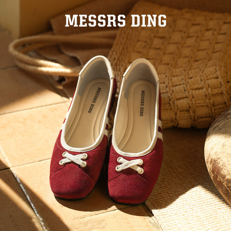 MD女鞋·梨初·玛丽珍羊猄皮运动鞋头芭蕾春夏浅口单鞋MESSRSDING图片