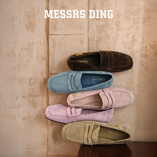 MD女鞋绒花 乐福鞋女2025新款英伦风小皮鞋女平底单鞋软底豆豆鞋