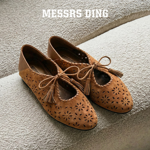 MESSRSDING复古雕花反绒乐福鞋女