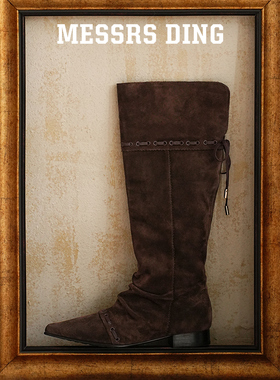 MD女鞋·藤岩·美拉德堆堆靴女秋冬长筒靴女2025新款尖头黑色靴子