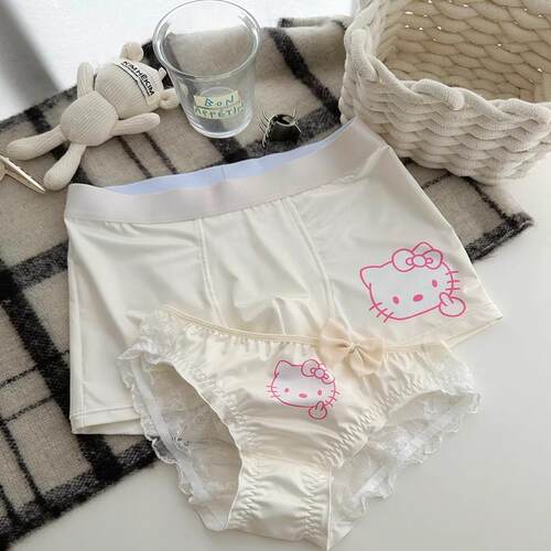 新款hellokitty情侣约会内裤一男一女性感纯欲风禁欲系纯棉档内裤
