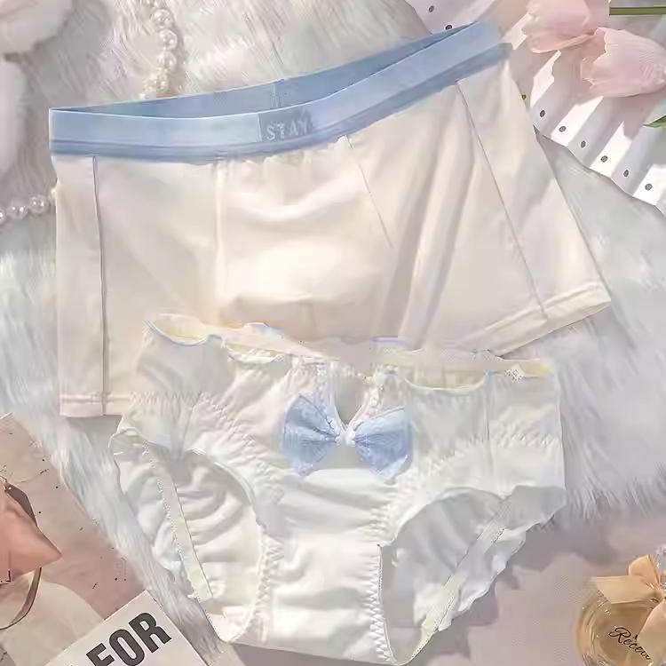 新款情侣内裤纯棉一男一女性感纯欲可爱夫妻情侣内衣透气夫妻套装