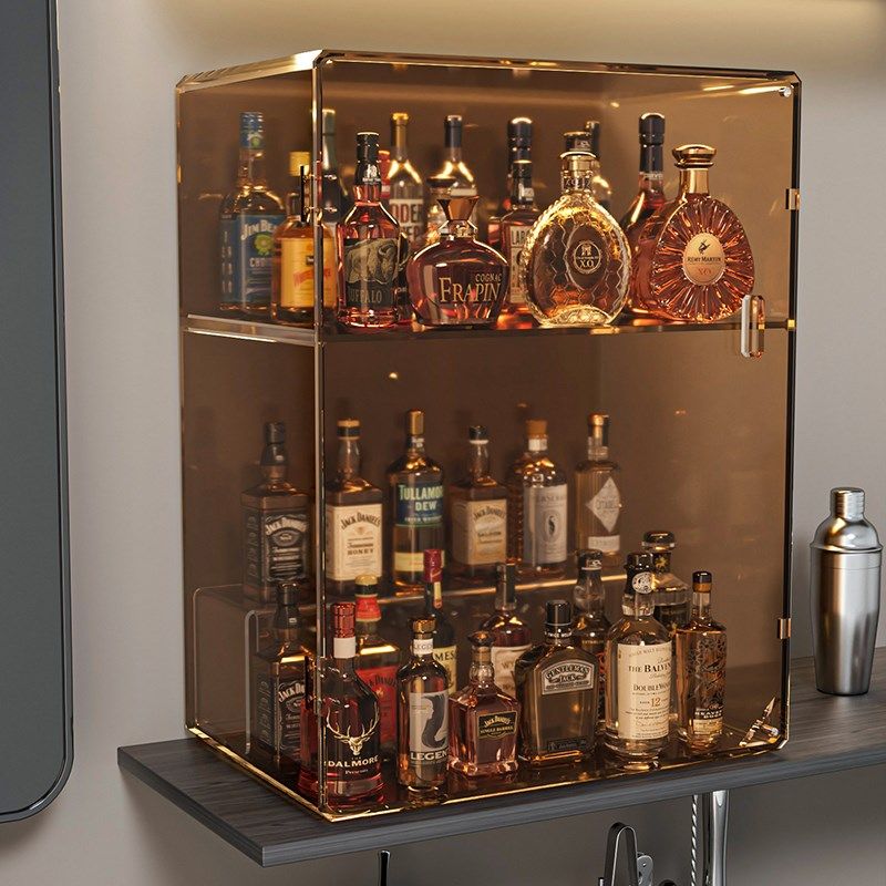酒架置物架酒柜分层展示架吧台红酒柜高颜值洋酒架亚克力防尘收纳
