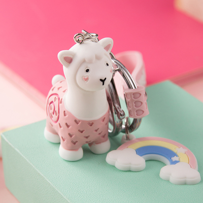羊崽钥匙链挂件创意个性汽车钥匙扣圈环锁匙扣可爱女士书包包挂饰