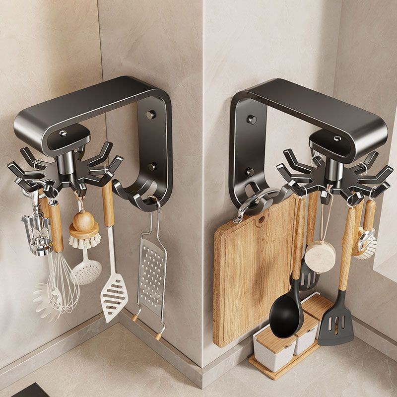 厨房旋转挂钩免打孔壁挂置物架墙上厨具锅铲菜板勺子铲子收纳挂架