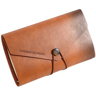 a7绑带记事本小随身笔记本本子软皮面活页可拆a6手账本复古印logo