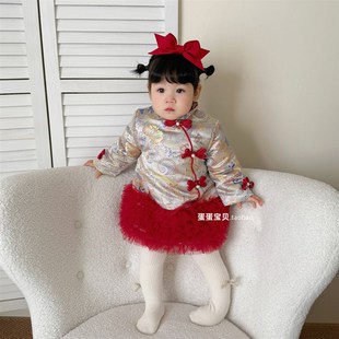 中式女宝宝秋冬装连衣裙公主裙一周岁礼服婴幼儿衣服拜年过年冬季