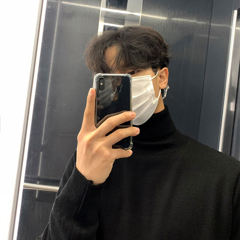 高领套头羊毛黑色毛衣男薄款透气保暖打底针织衫内搭高领卫生衣潮