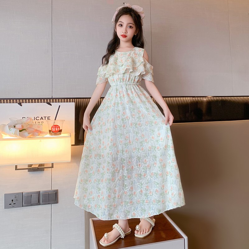 女童连衣裙夏装7岁小女孩雪纺洋气公主裙8夏天6大童儿童夏季裙子9