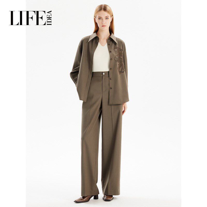 莱芙艾迪儿西裤女新款春夏季垂坠感高级感薄款直筒休闲正装裤