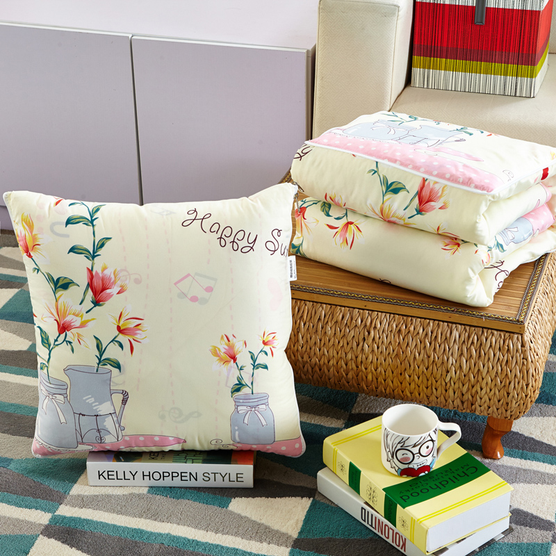 多用折叠多功能靠枕头汽车用午休办公室加厚抱枕小被子两用靠垫被