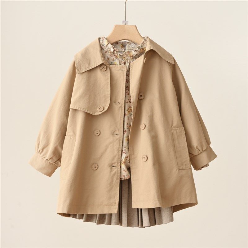 软 英伦风 儿童双排扣风衣 女童中长款外套 中大童开衫 春款 童装,童装/婴儿装/亲子装,风衣,淘宝优惠券,粉丝福利购,淘宝优惠卷