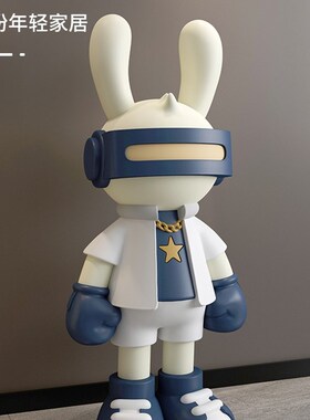 玻璃钢卡通潮玩轻奢科技兔模型商场客厅落地景观装饰雕塑摆件定制