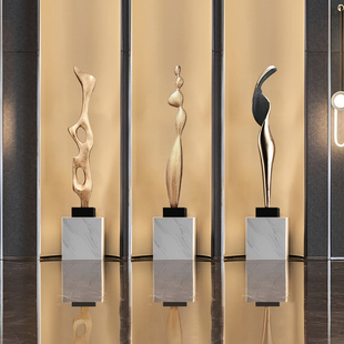 抽象人物雕塑轻奢高级感客厅玄关落地瘦高款细长型艺术摆件工艺品