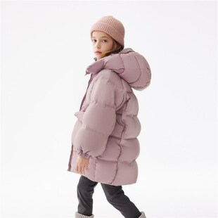 善元绒耀儿童鹅绒服女童宝宝2024新款超厚中长款极寒羽绒服泡芙冬