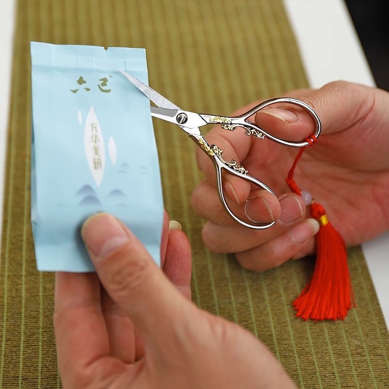 复古小剪刀茶叶包专用茶剪功夫茶具配件不锈钢迷你创意包装开封器