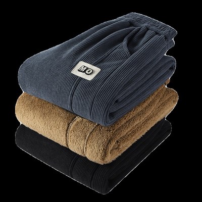 男童冬季加绒裤子新款儿童灯芯绒直筒长裤羊羔绒一体绒加厚保暖