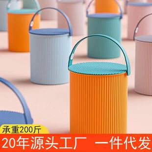 水桶凳家用储水钓鱼桶手提洗澡篮塑料加厚可坐幼儿园收纳桶带盖子