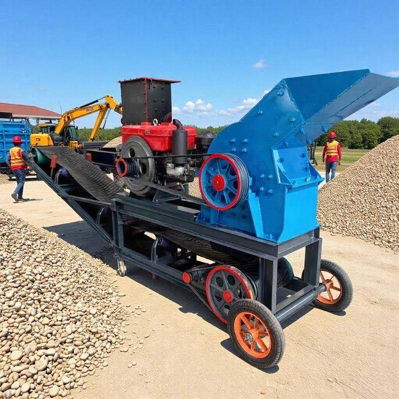 配备输送机的锤式破碎机移动式石料混凝土块制砂机牵引式打砂机,机械设备,破碎机,淘宝优惠券,粉丝福利购,淘宝优惠卷
