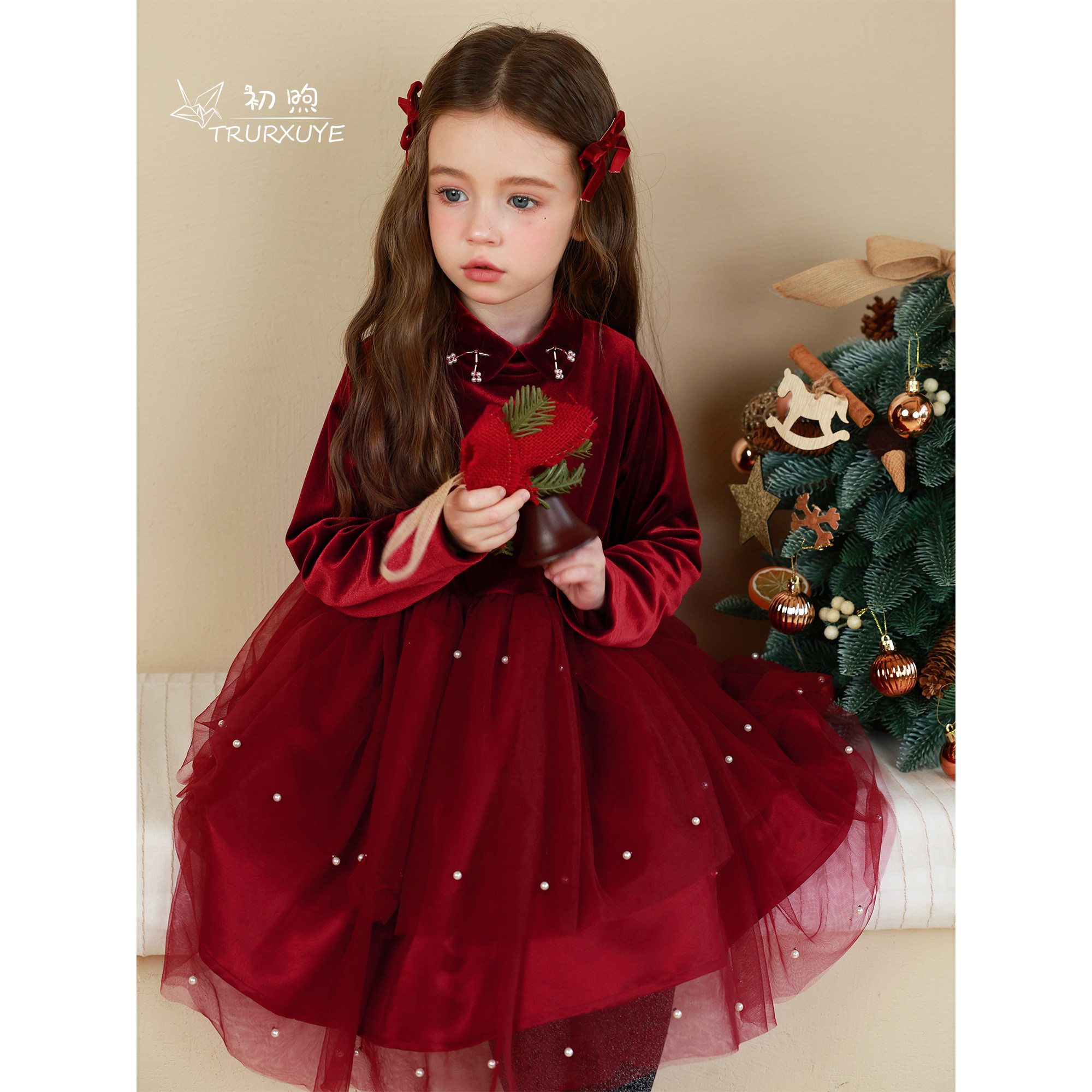 初煦 女童秋冬礼服裙复古红色丝绒年服裙小众高级感生日裙公主裙,童装/婴儿装/亲子装,连衣裙,淘宝优惠券,粉丝福利购,淘宝优惠卷