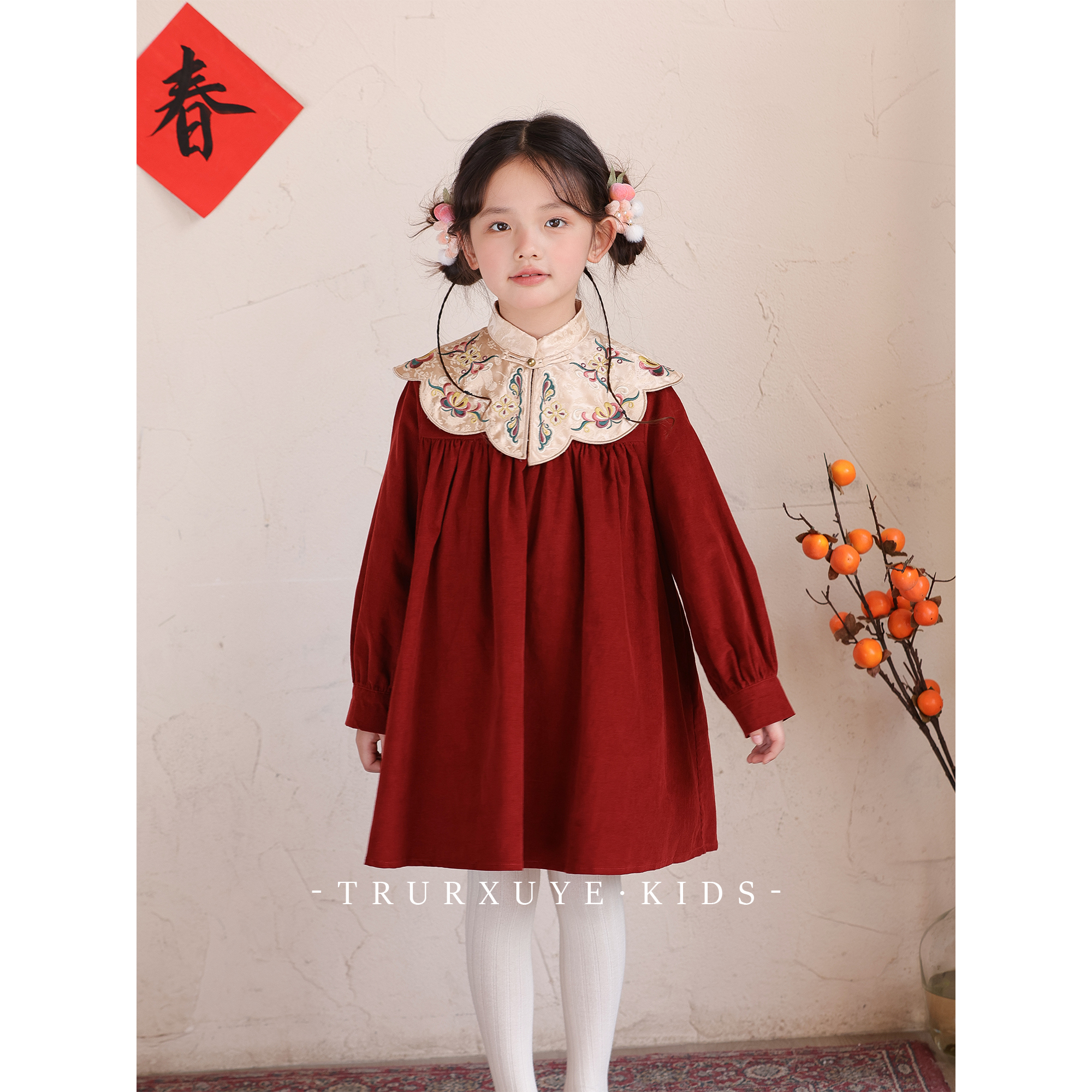 初煦国风复古红色连衣裙