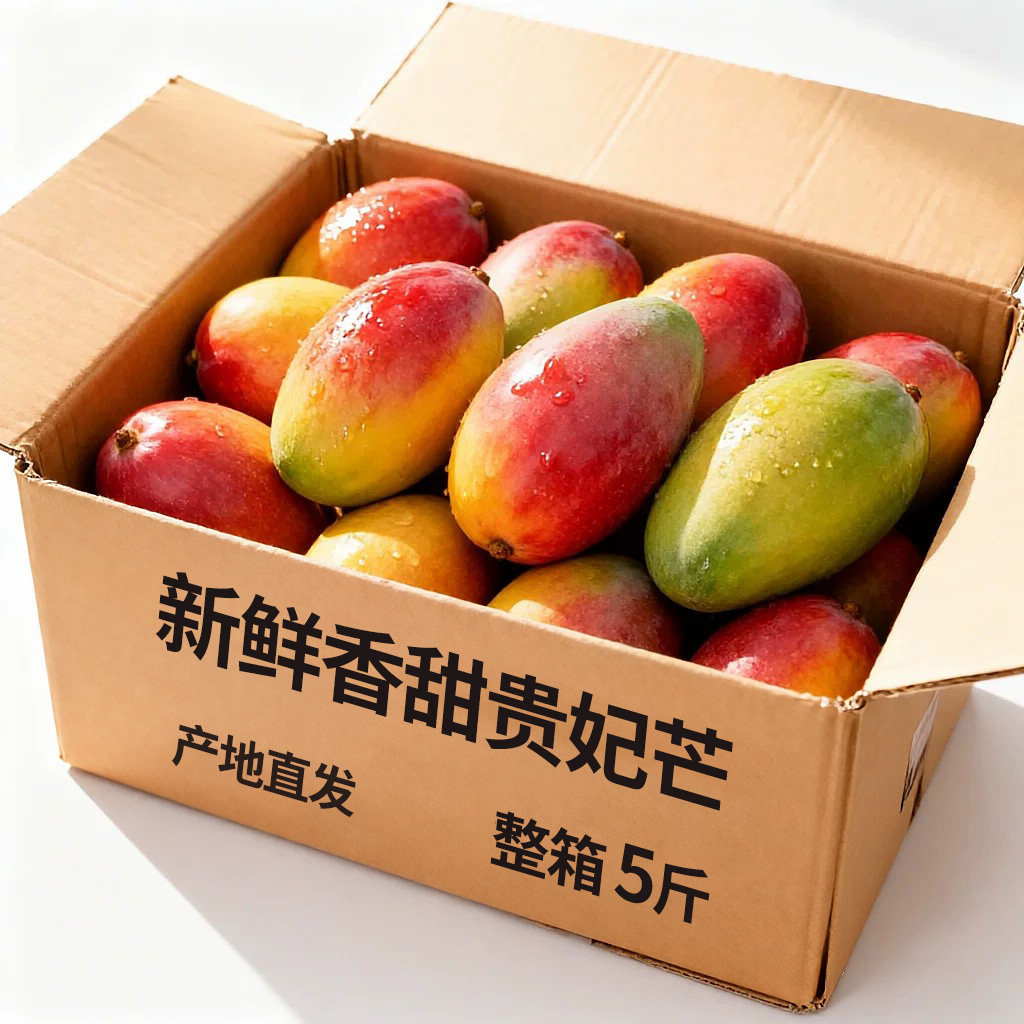 海南贵妃芒新鲜芒果应当季水果树上熟红金玉青辣椒芒现摘大果整箱