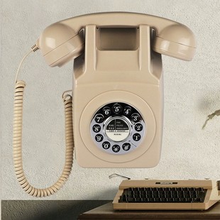 欧式复古电话机家用仿古时尚创意老式旋转拨号盘壁挂有绳固定电话