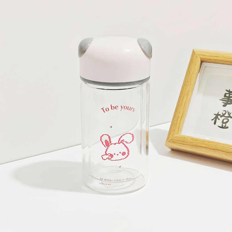迷你可爱玻璃杯女高颜值便携双层隔热高硼硅玻璃水杯女款牛奶杯子图片