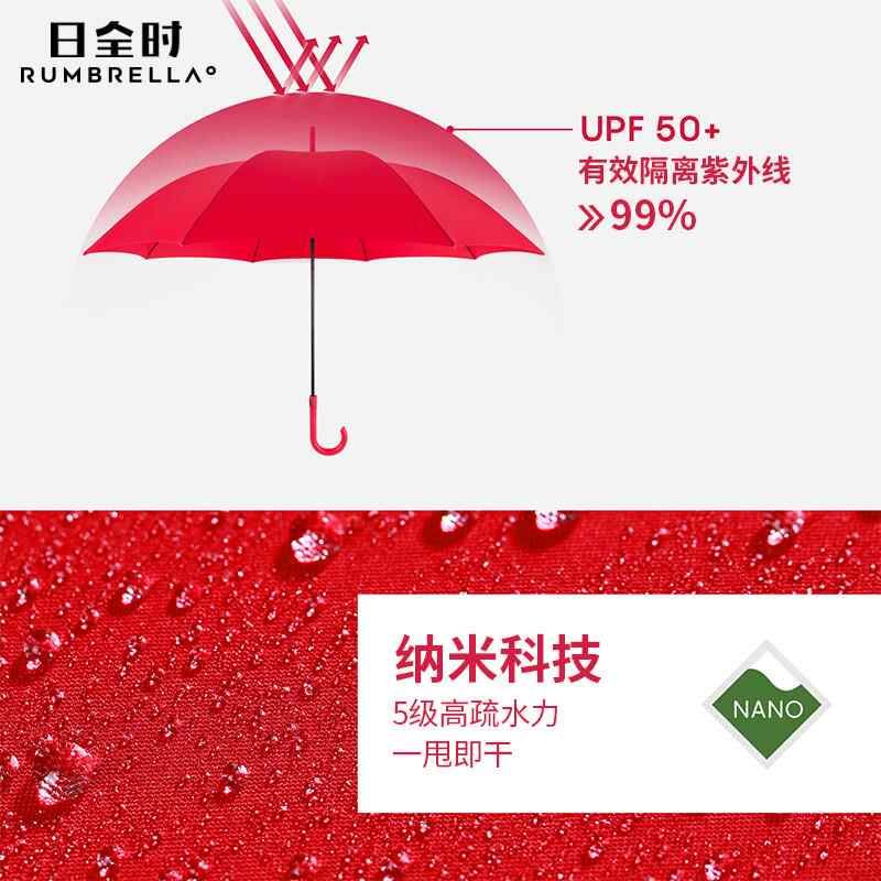 日全时加大加厚直柄长柄纯色雨伞自动超大号双人抗风伞自动雨伞图片