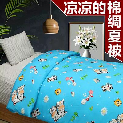 人造棉夏凉被纯棉棉绸单人学生儿童可水洗空调被凉被薄被夏季凉感