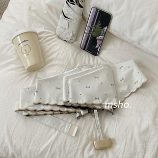 msho扁五折口袋伞~迷你五折伞超轻小便携可爱晴雨两用防晒遮阳伞
