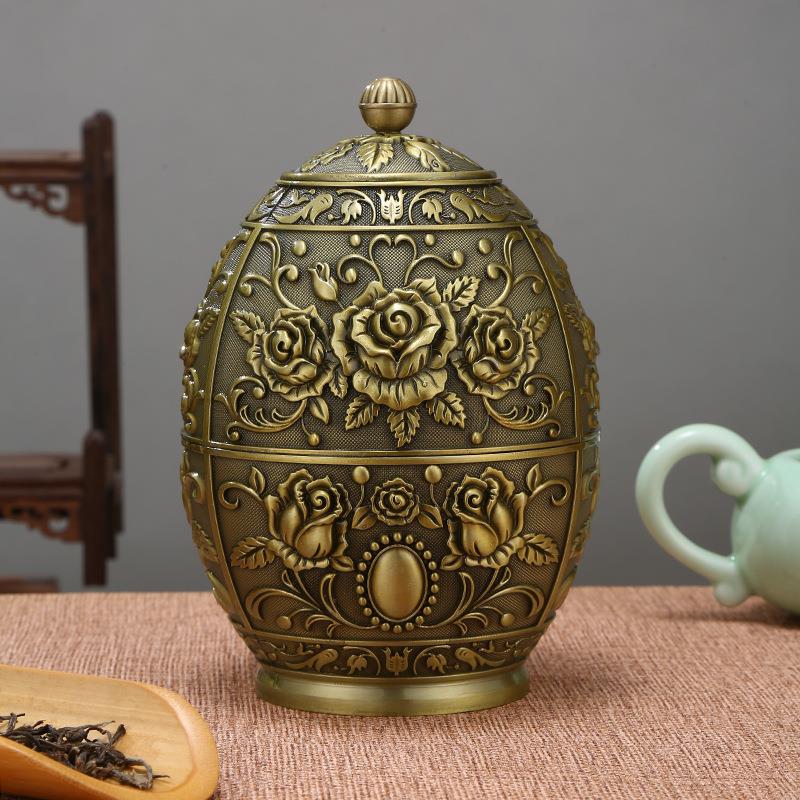 高档金属精品茶叶罐子空盒储罐礼盒装家用仿古创意密封防潮茶叶罐