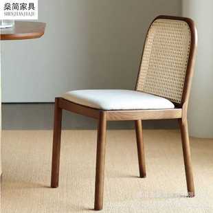 北欧实木椅子轻奢餐椅家用商用餐厅餐桌椅书房椅酒店简约藤编椅子