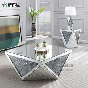 镜面茶几小户型家用现代客厅沙发边角几简约网红摄影道具茶几3064