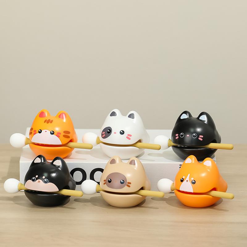 创意猫咪小木鱼摆件减压礼物敲打解压打击乐器办公室静心解压玩具